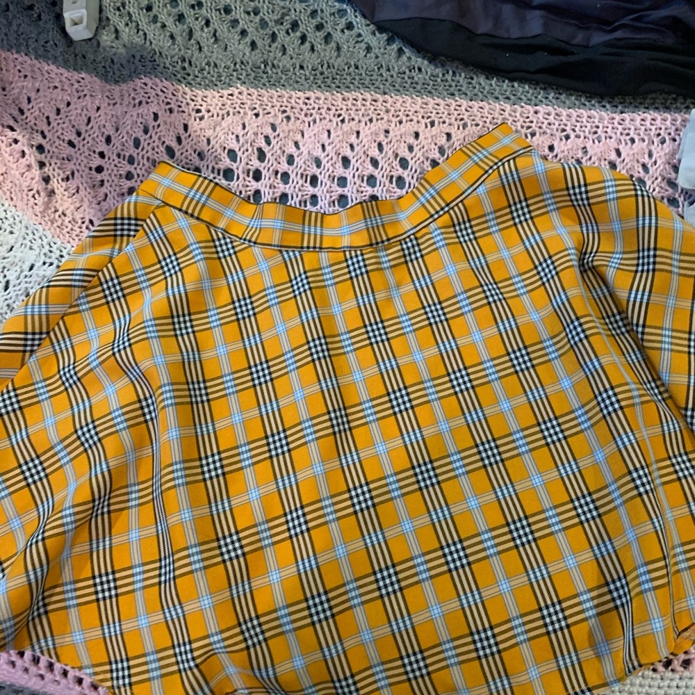 Orange plaid mini skirt